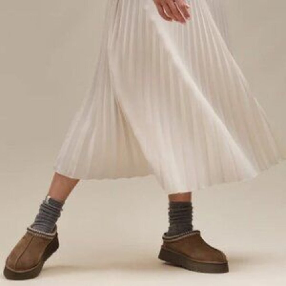 UGG Brown Suede Platform Slippers